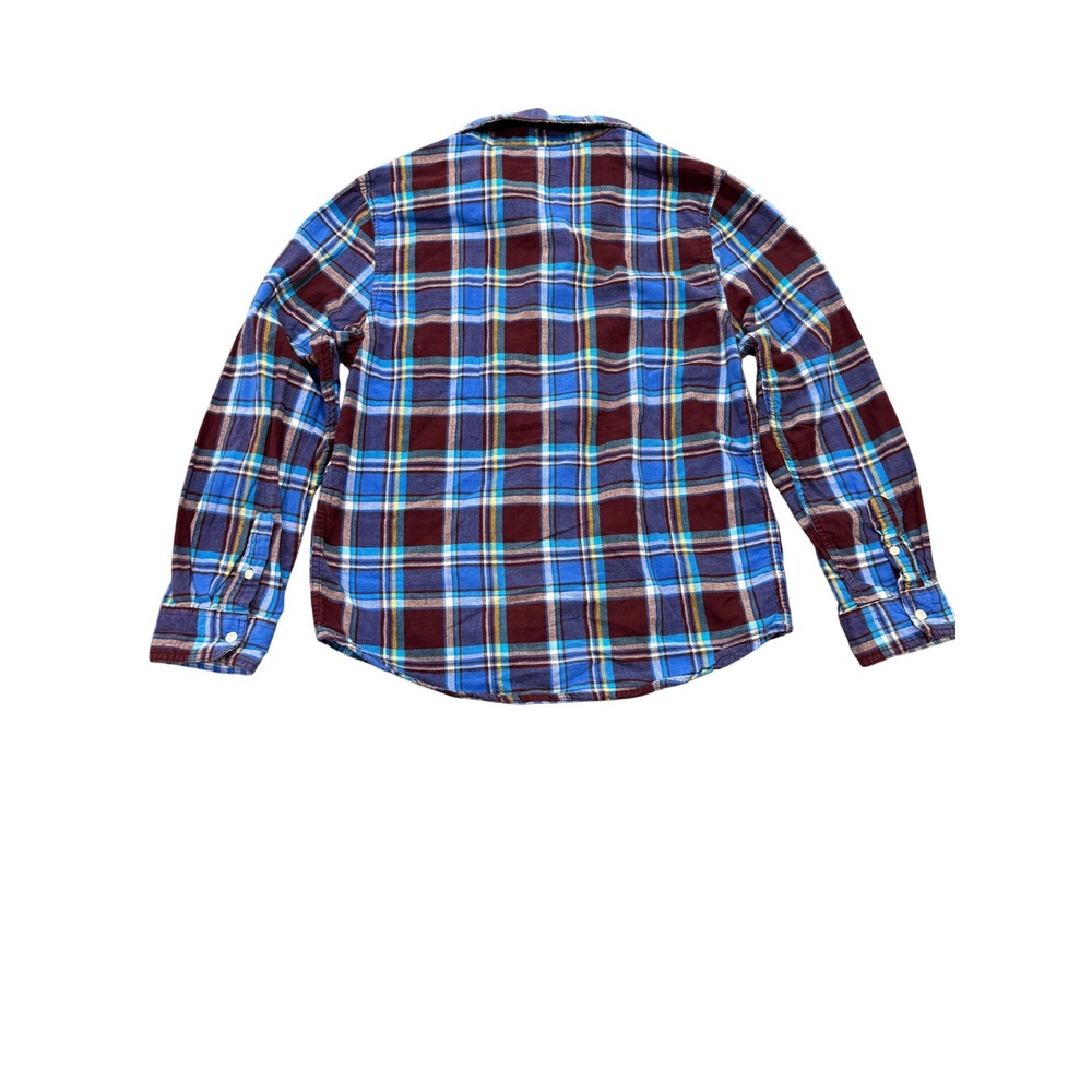 Wonder Nation Flannel Plaid Button Up Shirt Boys XL Windsor Wine Blue Cotton - Picture 4 of 5